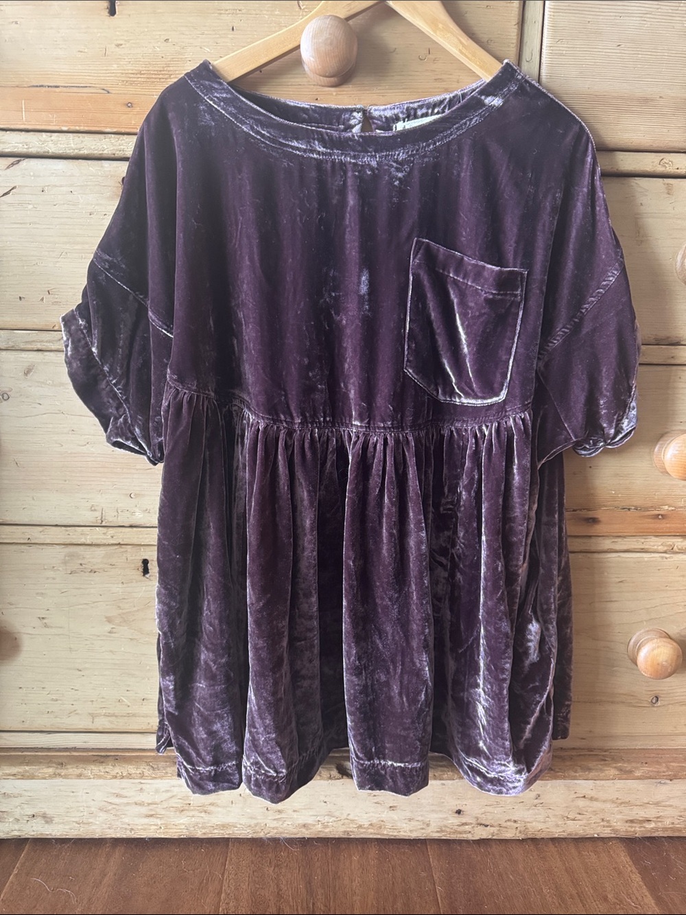 Free People Velvet Peplum Tunic Top - Distressed Plum - Pockets